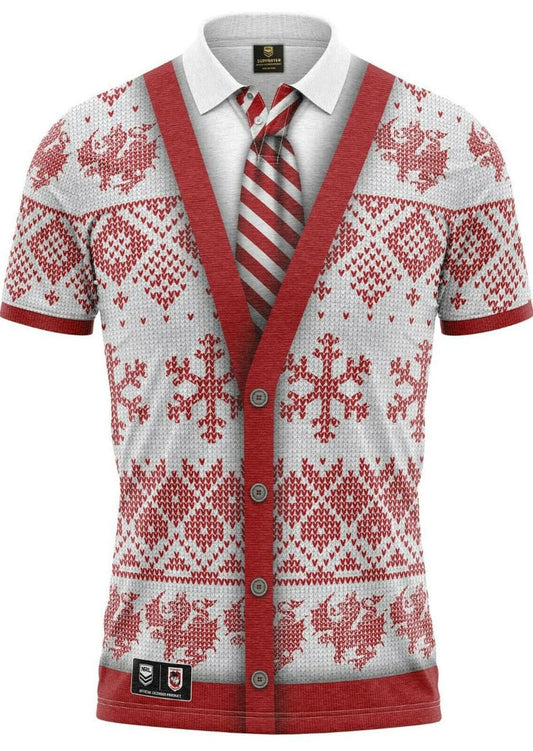 St George Dragons White Xmas Polo Shirt