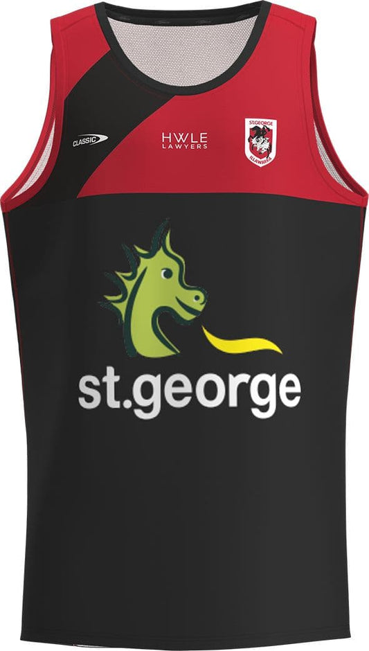 St George Dragons 2023 NRL Mens Black Training Singlet