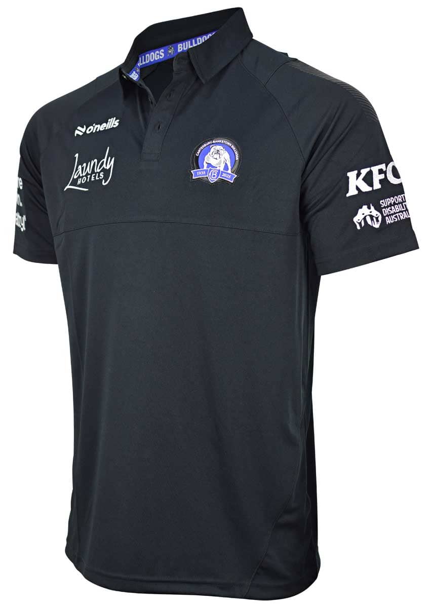 Canterbury Bulldogs 2025  NRL Mens Black Media Polo Shirt