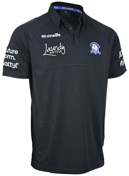 Canterbury Bulldogs 2025  NRL Mens Black Media Polo Shirt