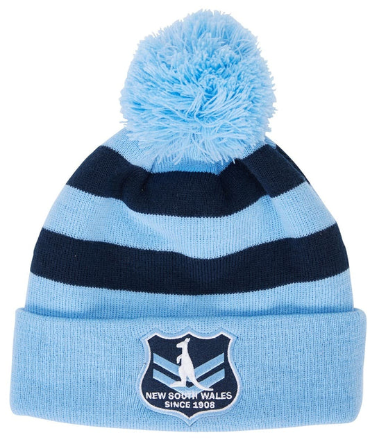 NSW Blues State of Origin Striped PomPom Beanie