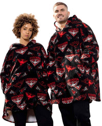Essendon Bombers AFL Adults Sherpie Snugget Onesie Oversized Hoody