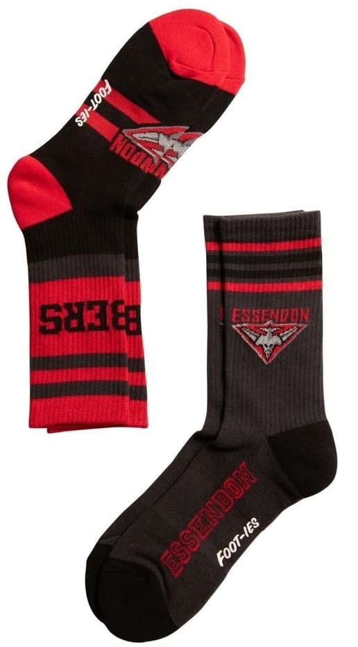 Essendon Bombers AFL Adults Sport Crew Socks Red 2 Pack