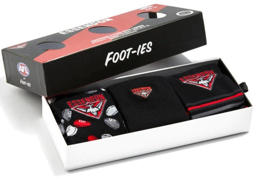 Essendon Bombers AFL Adults 3 Pack Socks Gift Box