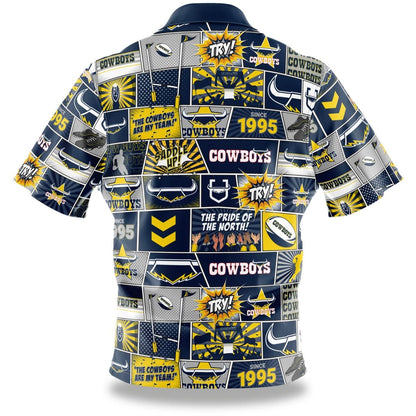 North Queensland Cowboys NRL Mens 'Fanatic' Pop Art Shirt