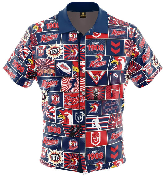 Sydney Roosters NRL Mens 'Fanatic' Pop Art Shirt