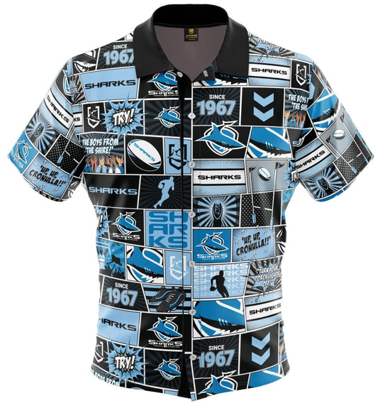 Cronulla Sharks NRL Mens 'Fanatic' Pop Art Shirt