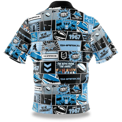 Cronulla Sharks NRL Mens 'Fanatic' Pop Art Shirt