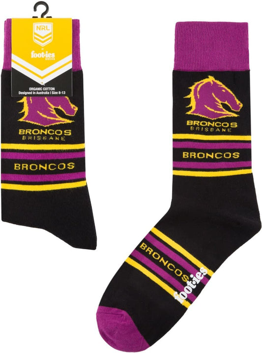 Brisbane Broncos NRL Organic Stripe Cotton Socks
