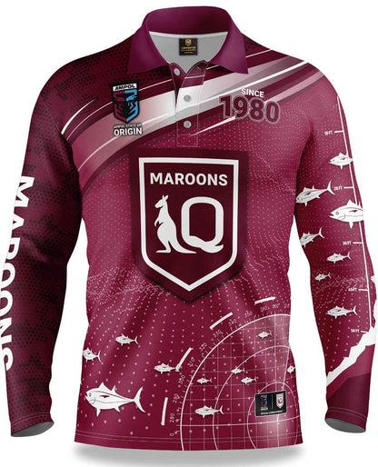 QLD Maroons State of Origin Mens 'Fishfinder' Fishing Shirt