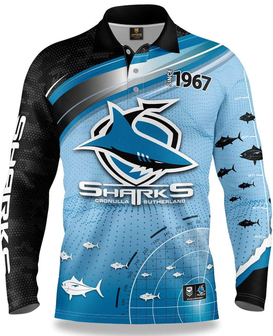 Cronulla Sharks NRL Mens 'Fishfinder' Fishing Shirt