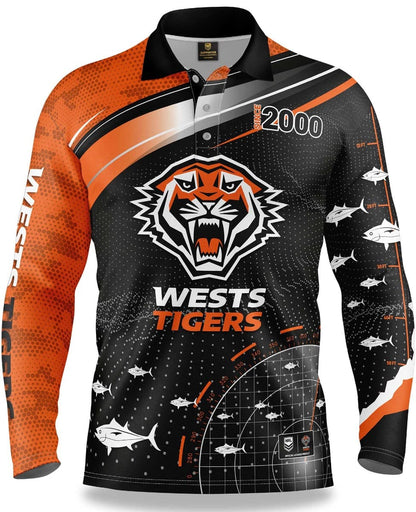 Wests Tigers NRL Mens 'Fishfinder' Fishing Shirt