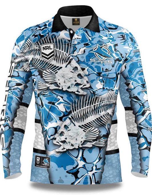 Cronulla Sharks NRL Skeletor Fishing Shirt