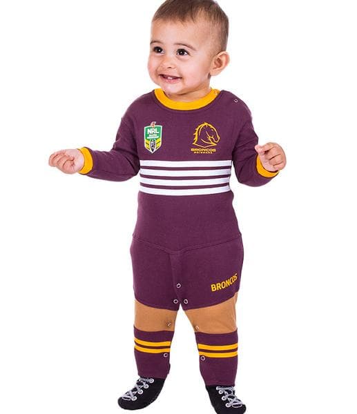 Brisbane Broncos Infant Footysuit White Stripe