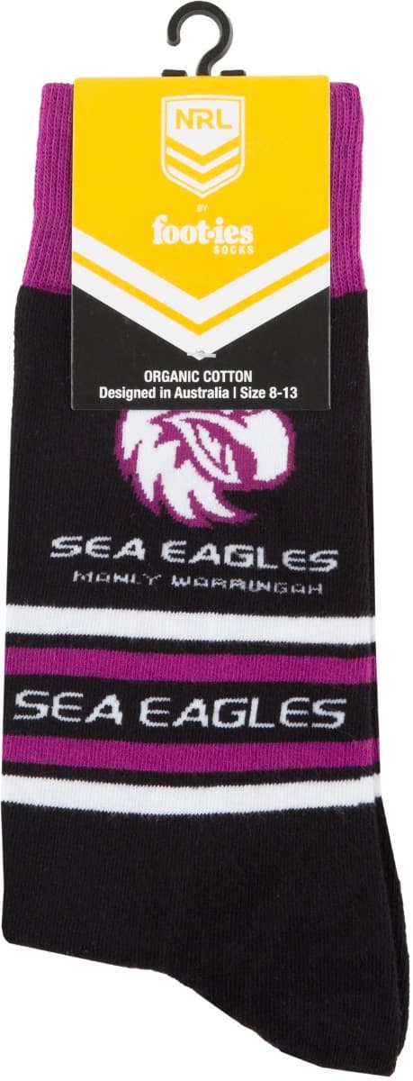 Manly Sea Eagles NRL Organic Stripe Cotton Socks
