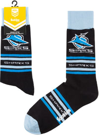 Cronulla Sharks NRL Organic Stripe Cotton Socks