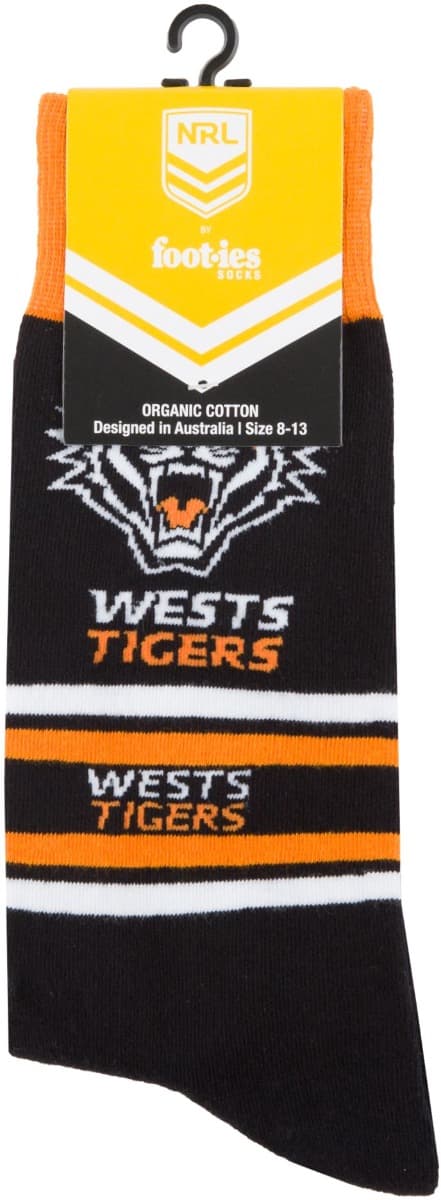 Wests Tigers NRL Stripe Organic Cotton Socks