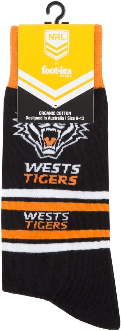 Wests Tigers NRL Stripe Organic Cotton Socks
