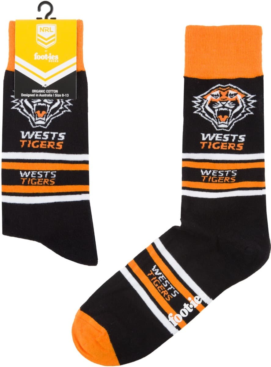 Wests Tigers NRL Stripe Organic Cotton Socks