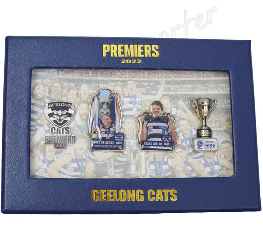 Geelong Cats 2022 AFL Premiers Pins Set (Boxed)