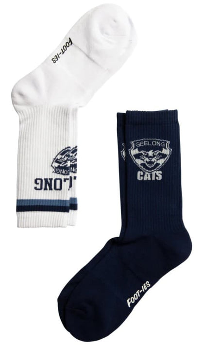Geelong Cats AFL Adults Sport Crew Socks Blue 2 Pack