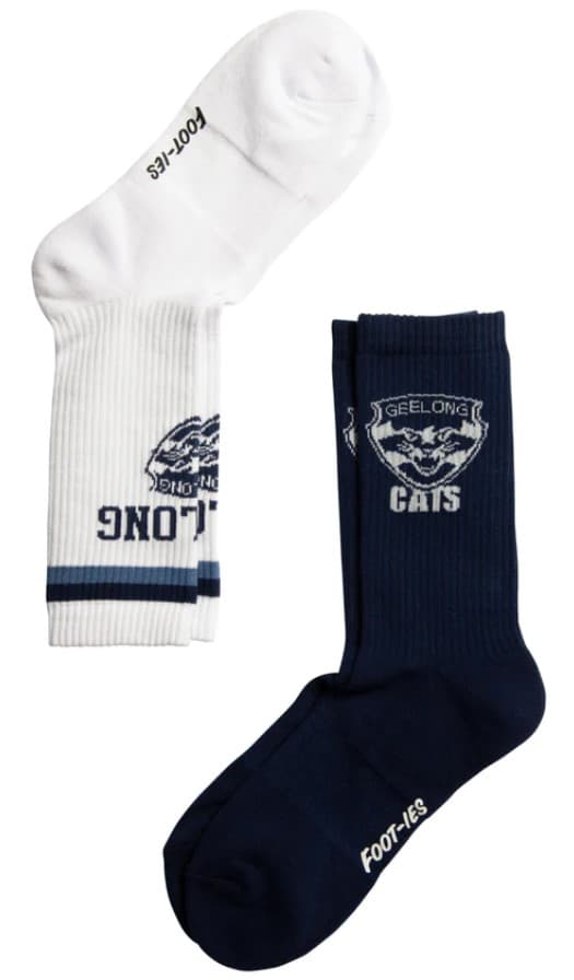 Geelong Cats AFL Adults Sport Crew Socks Blue 2 Pack