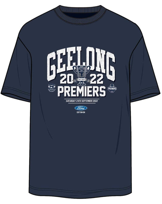 Geelong Cats 2022 AFL Mens Navy Premiers Tee
