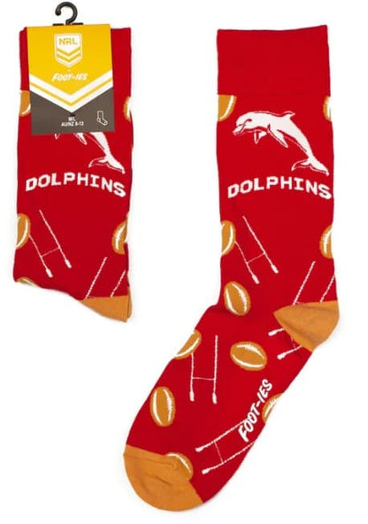 Redcliffe Dolphins NRL Adults Goal Post Logo Socks