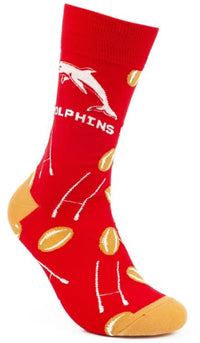 Redcliffe Dolphins NRL Adults Goal Post Logo Socks