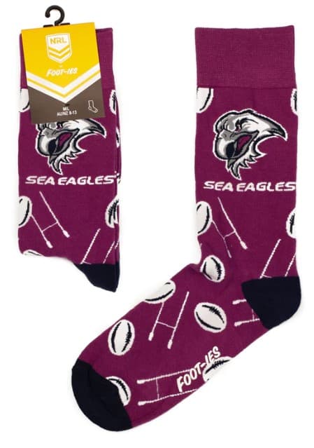 Manly Sea Eagles NRL Adults Goal Post Logo Socks