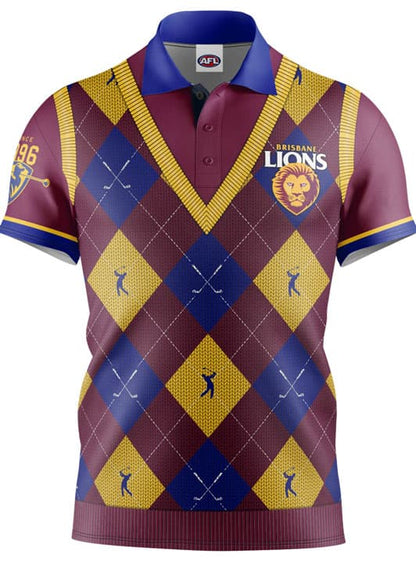 Brisbane Lions AFL Fairway Golf Polo Shirt