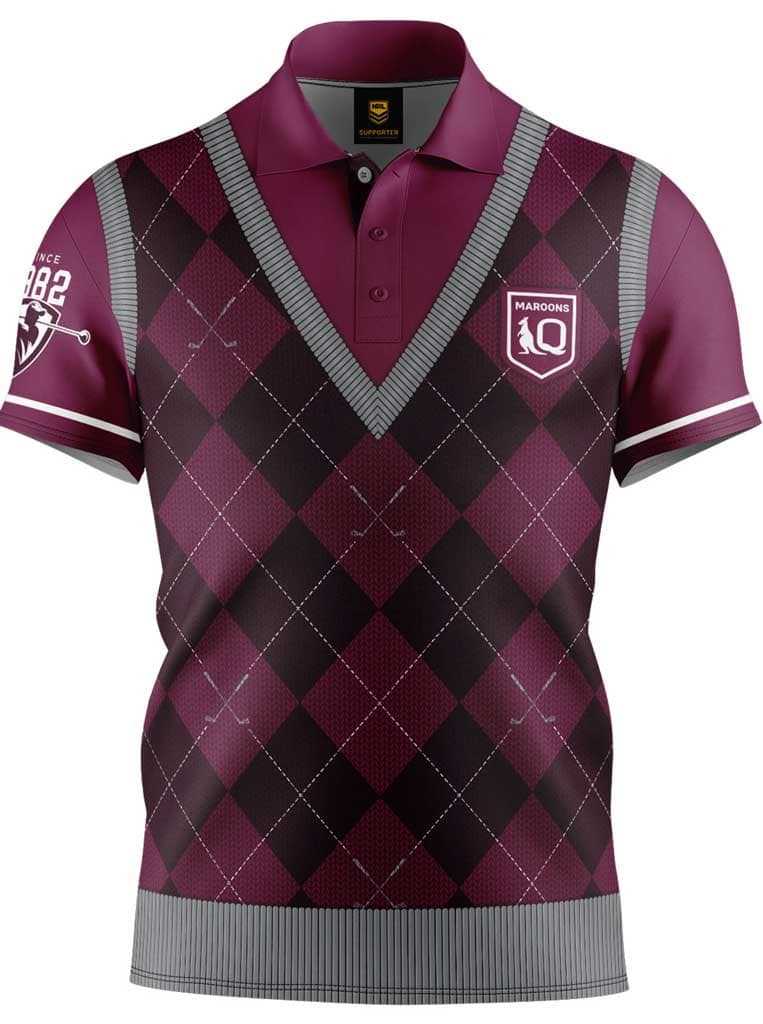 QLD Maroons NRL State of Origin Fairway Golf Polo Shirt
