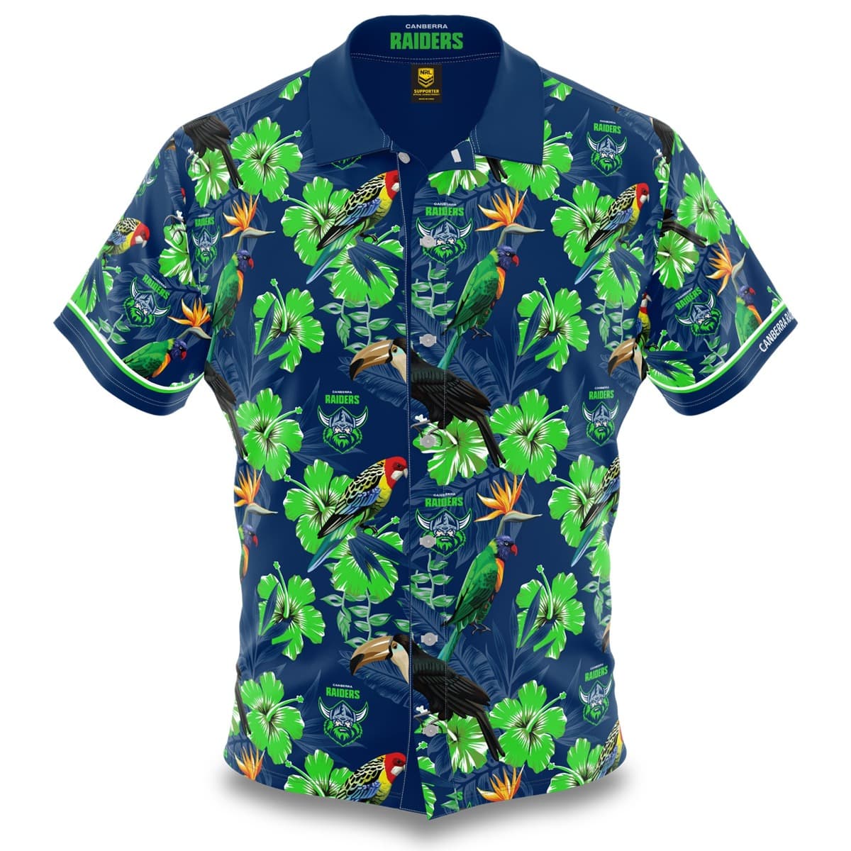 Canberra Raiders Hibiscus NRL Mens Hawaiian Shirt