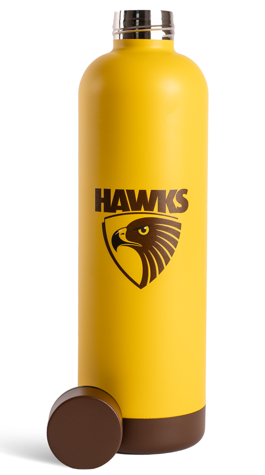 Hawthorn Hawks 2026 AFL Yellow Insulated 750ml Stainless Steel Drink Bottle