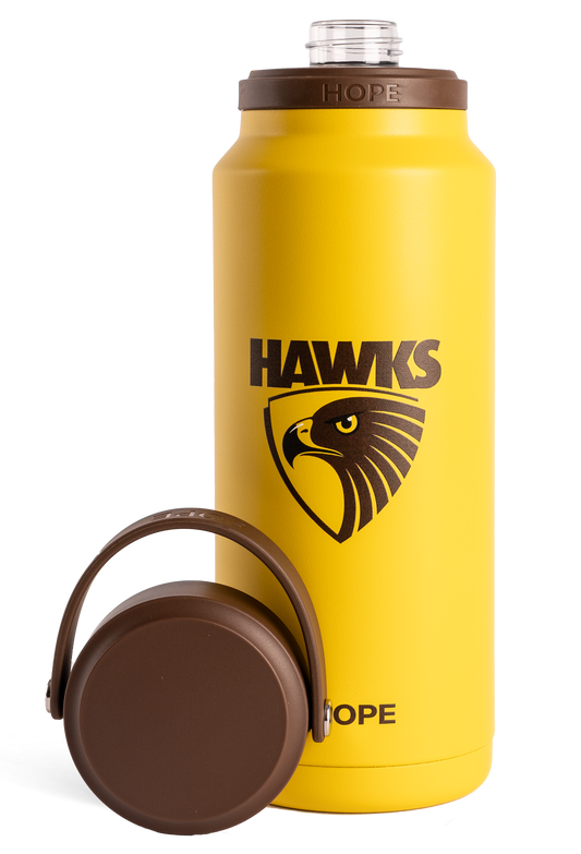 Hawthorn Hawks 2026 AFL Yellow Insulated Stainless 1 Litre Stainless Steel Drink Bottle