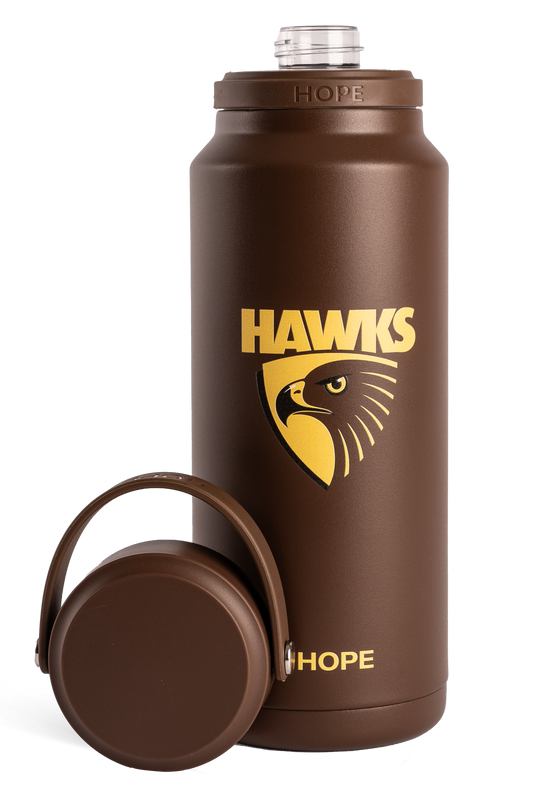 Hawthorn Hawks 2026 AFL Brown Insulated Stainless 1 Litre Stainless Steel Drink Bottle