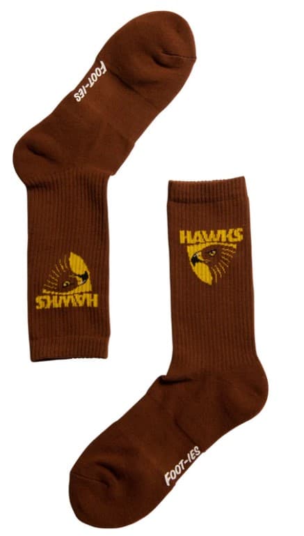 Hawthorn Hawks AFL Adults Sport Crew Socks Gold 2 Pack