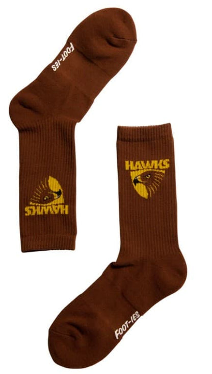 Hawthorn Hawks AFL Adults Sport Crew Socks Gold 2 Pack