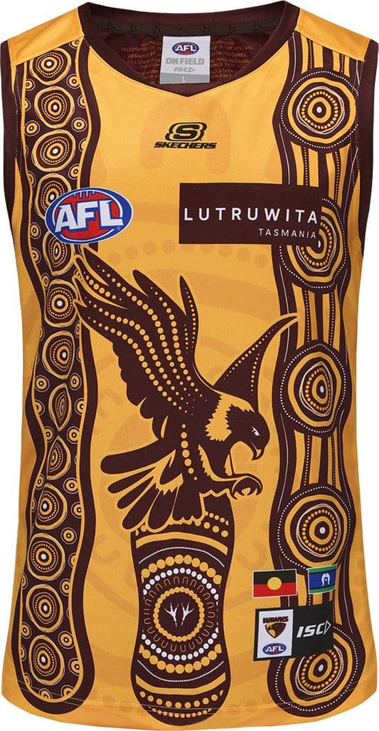 Hawthorn Hawks 2025 AFL Mens Gold Indigenous Guernsey