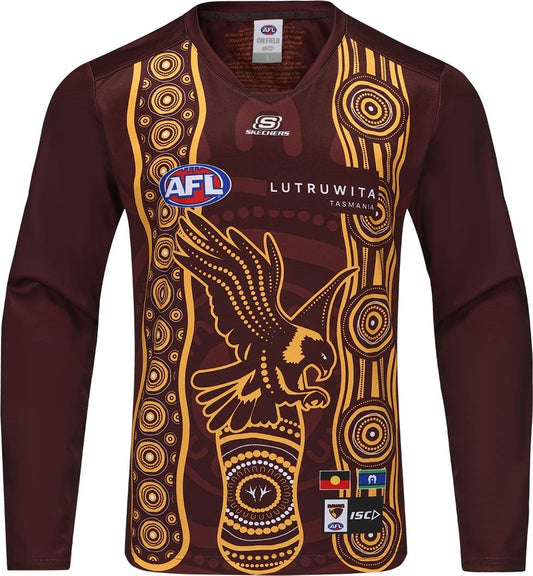 Hawthorn Hawks 2025 AFL Mens Brown Long Sleeve Indigenous Guernsey