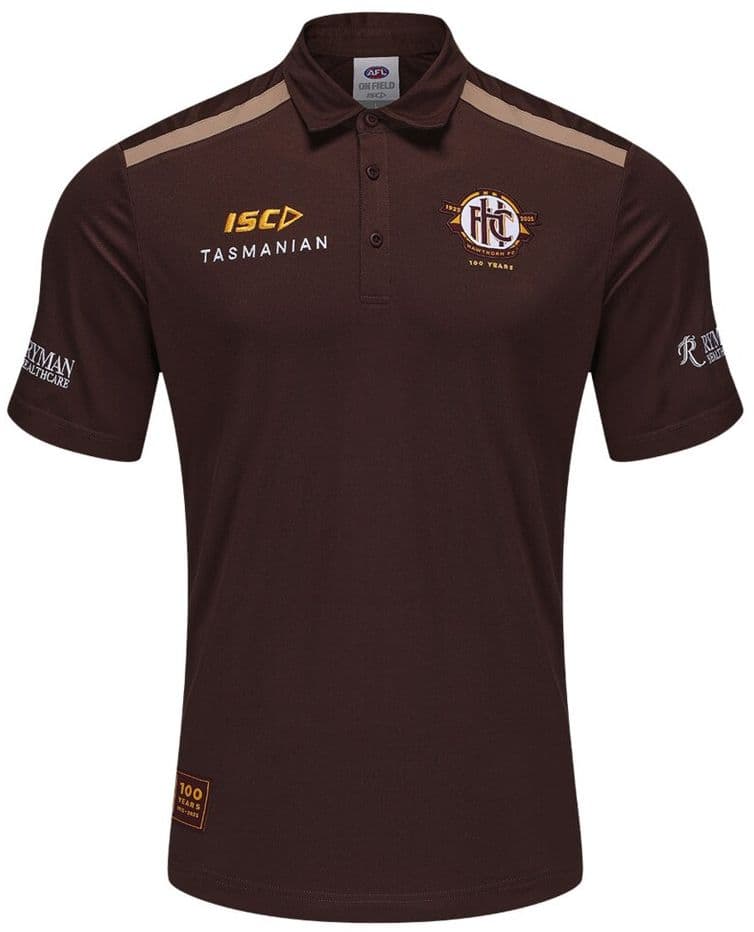 Hawthorn Hawks 2025 AFL Mens Brown Polo Shirt