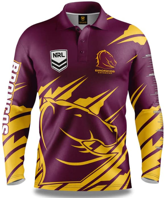 Brisbane Broncos NRL Mens Ignition Fishing Shirt