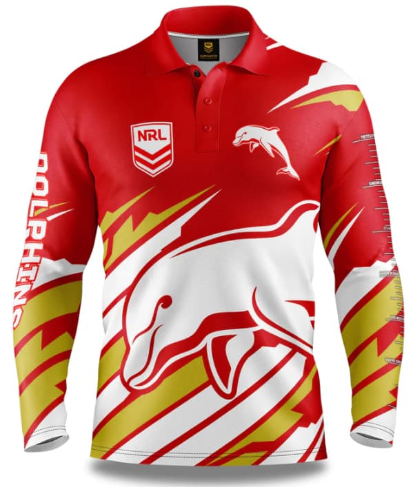 Redcliffe Dolphins NRL Mens Ignition Fishing Shirt