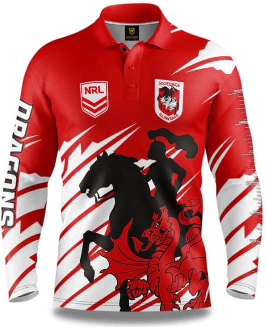 St George Dragons NRL Mens Ignition Fishing Shirt