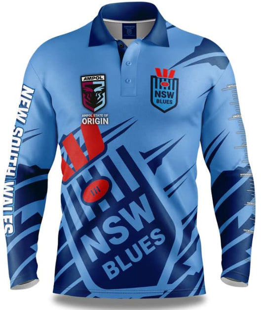 NSW Blues State of Origin Mens Ignition Fishing Shirt