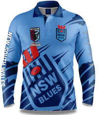 NSW Blues State of Origin Mens Ignition Fishing Shirt