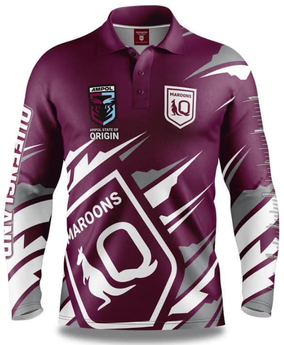 QLD Maroons State of Origin Mens Ignition Fishing Shirt