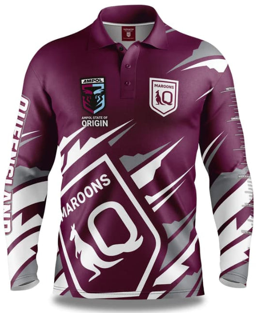 QLD Maroons State of Origin Mens Ignition Fishing Shirt