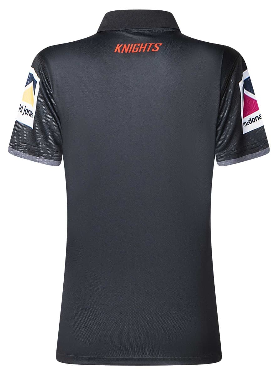 Newcastle Knights 2025 NRL Ladies Black Media Polo Shirt