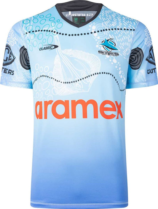 Cronulla Sharks 2024 NRL Mens Indigenous Training Shirt